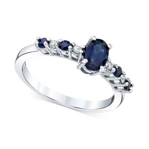 Sapphire (7/8 ct. t.w.) & Diamond (1/20 ct. t.w.) Ring in 10k White Gold