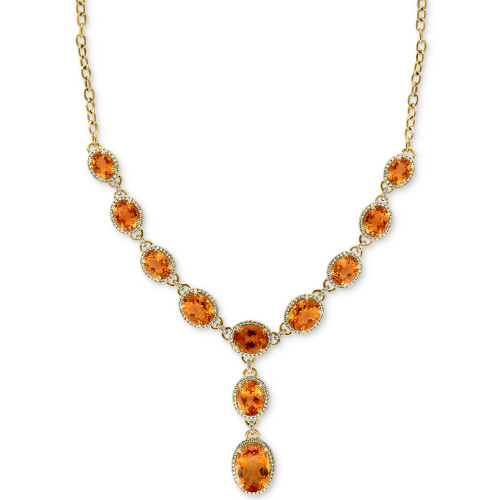 EFFY® Citrine (26-1/2 ct. t.w.) & Diamond (1-1/4 ct. t.w.) Fancy 16" Lariat Necklace in 14k Gold