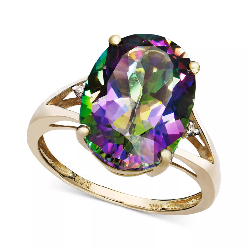 Amethyst (5 ct. t.w.) and Diamond Accent Oval Ring in 14k Gold (Also Available in Mystic Topaz, Blue Topaz, & Prasolite)