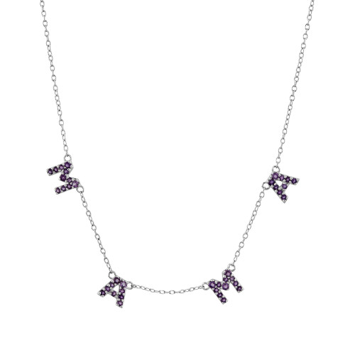 Amethyst MAMA Collar Necklace (3/8 ct. t.w.) in Sterling Silver, 16" + 2" extender