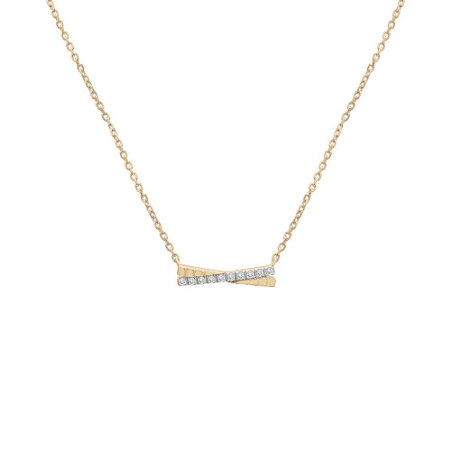 Diamond Crisscross Bar 18" Pendant Necklace (1/10 ct. t.w.) in 14k Gold-Plated Sterling Silver, Created for Macy's