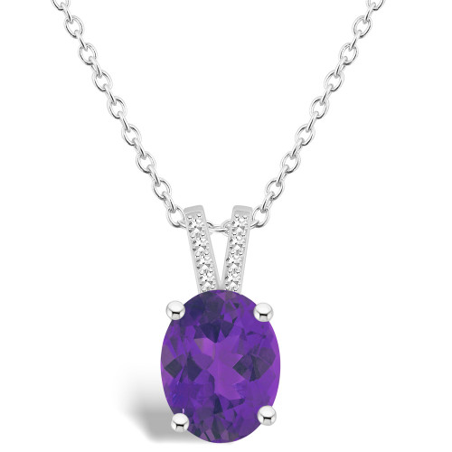 Women's Amethyst (2-1/2 ct.t.w.) and Diamond Accent Pendant Necklace in Sterling Silver
