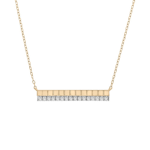 Diamond Textured Bar 18" Pendant Necklace (1/6 ct. t.w.) in 14k Gold-Plated Sterling Silver, Created for Macy's