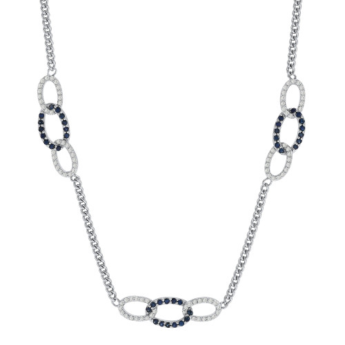 Sapphire (1 ct. t.w.) & White Sapphire (3/4 ct. t.w.) Interlink 18" Statement Necklace in Sterling Silver
