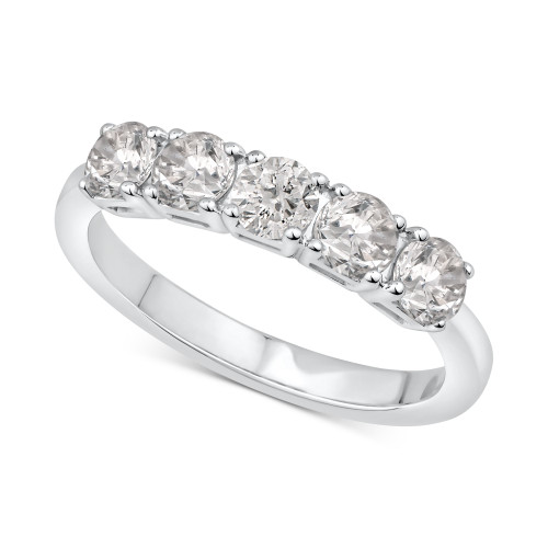 Diamond Five Stone Band (1 ct. t.w.) in 14k White Gold