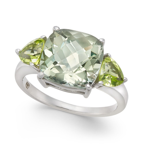 Mint Quartz (3-9/10 ct. t.w.) & Peridot (1-1/10 ct. t.w.) Statement Ring in Sterling Silver