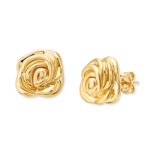 Polished Rose Stud Earrings in 14k Gold