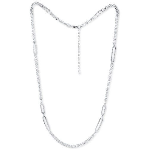 Diamond  Link Statement Necklace (1/3 ct. t.w.) in Sterling Silver or Sterling Silver & 14k Gold-Plate, 18" + 2" extender
