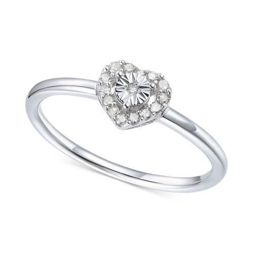 Diamond Heart Halo Ring (1/10 ct. t.w.) in 10k White Gold
