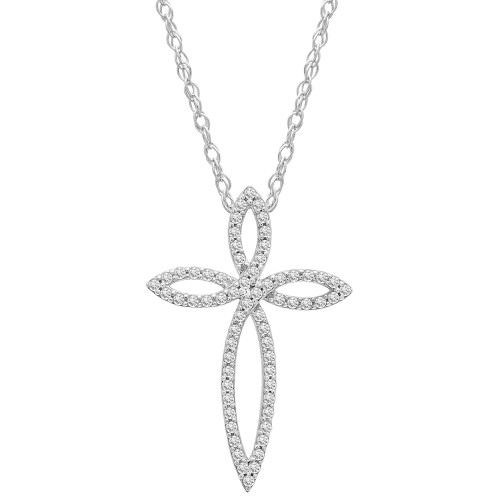 Diamond Open Cross 18" Pendant Necklace (1/4 ct. t.w.) in 10k White Gold