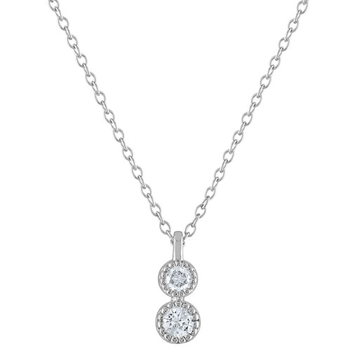 Diamond Double Drop Pendant Necklace (1/5 ct. t.w.) in Sterling Silver, 16" + 2" extender
