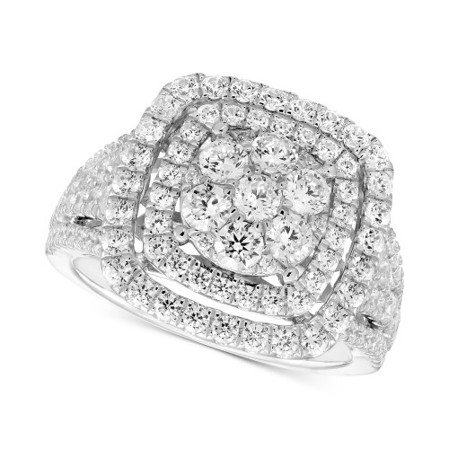 Diamond Square Halo Cluster Ring (2 ct. t.w.) in 14k White Gold
