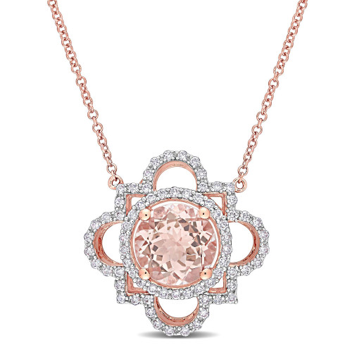 Morganite and Diamond Quatrefoil Necklace