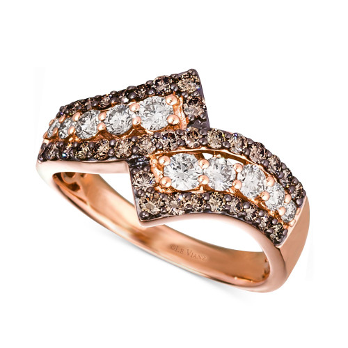 Chocolate Diamond & Nude Diamond Bypass Ring (1 ct. t.w.) in 14k Rose Gold
