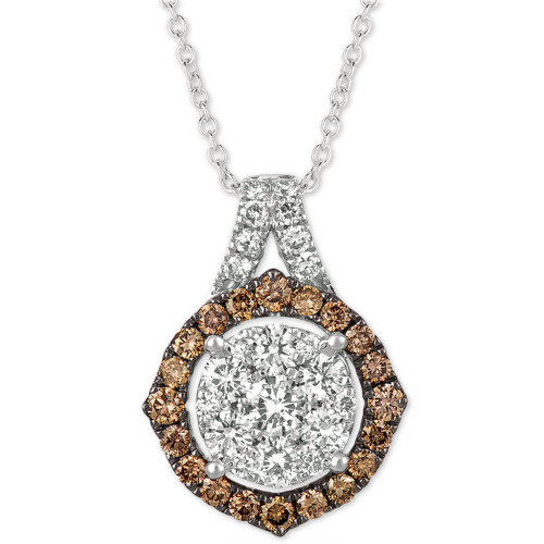 Diamond Cluster 18" Pendant Necklace (1-1/3 ct. t.w.)  in 14k White Gold