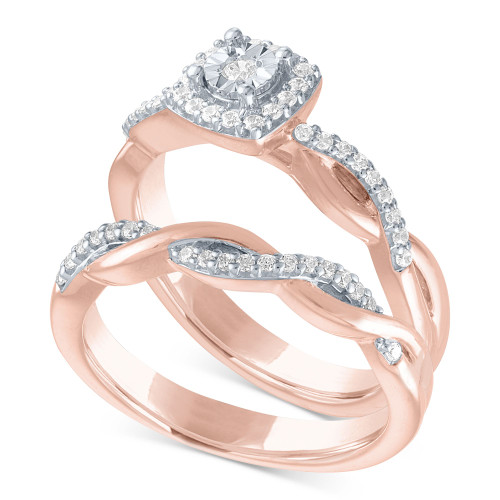 Diamond Bridal Set (1/4 ct. t.w.) in 14k Rose Gold Over Sterling Silver