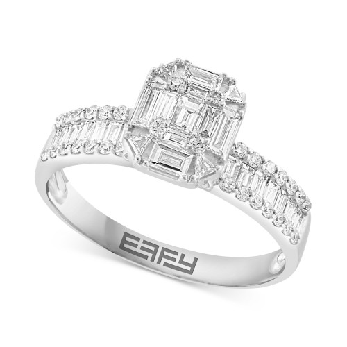 EFFY® Diamond Cluster Engagement Ring (7/8 ct. t.w.) in 14k White Gold