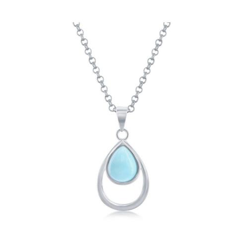 Sterling Silver Larimar Double Pearshaped Necklace