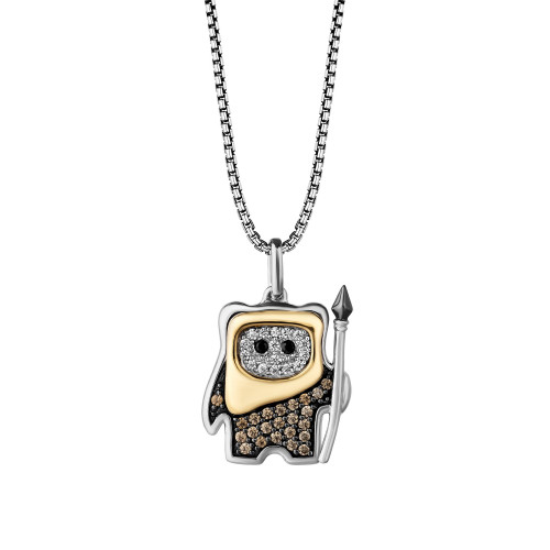 Ewoka Champagne and Diamond Pendant Necklace (1/5 ct. t.w.) in Sterling Silver and 10K Yellow Gold