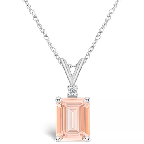 Morganite (2-7/8 ct. t.w.) and Diamond Accent Pendant Necklace in 14K White Gold or 14K Gold