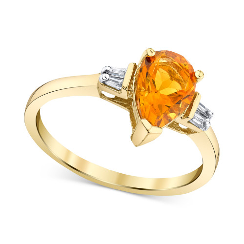 Citrine (1-1/3 ct. t.w.) & Diamond (1/20 ct. t.w.) Ring in 14k Gold