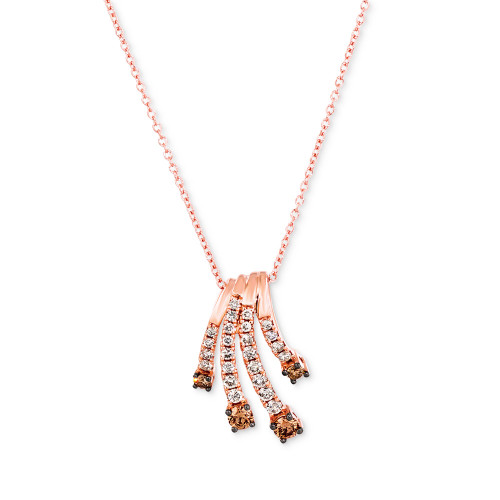 Nude Diamonds (1/4 ct. t.w.) & Chocolate Diamond (1/4 ct. t.w.) Fanned 18" Pendant Necklace in 14k Rose Gold