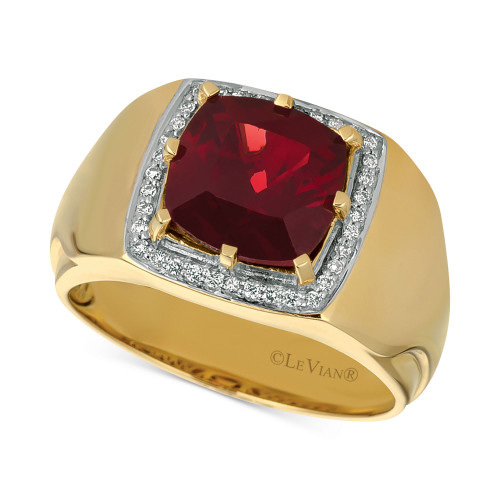Gents™ Men's Pomegranate Garnet™ (4-3/8 ct. t.w.) & Diamond (1/6 ct. t.w.) Ring in 14k Gold