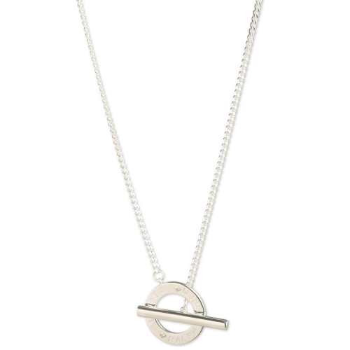 Diamond Accent Logo Circle Toggle 16" Pendant Necklace in Sterling Silver