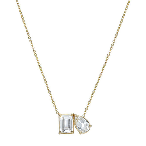White Topaz Toi et Moi Pendant Necklace (3-1/2 ct. t.w.) in 14k Gold, 16" + 2" extender