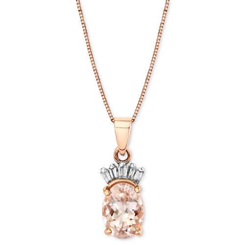 Morganite (1-1/4 ct. t.w.) & Diamond (1/8 ct. t.w.) Pendant Necklace in 14k Rose Gold