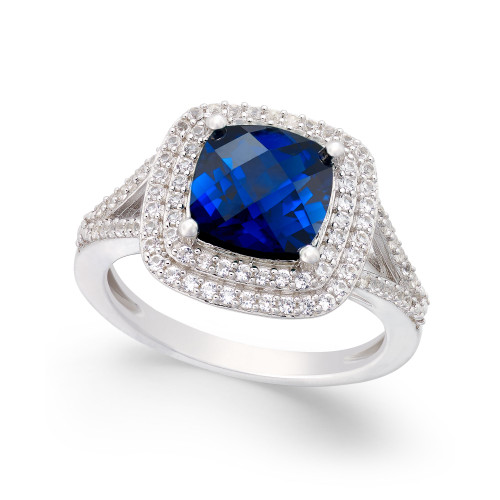 Lab-Created Sapphire (2-1/2 ct. t.w.) and White Sapphire (1/2 ct. t.w.) Ring in Sterling Silver