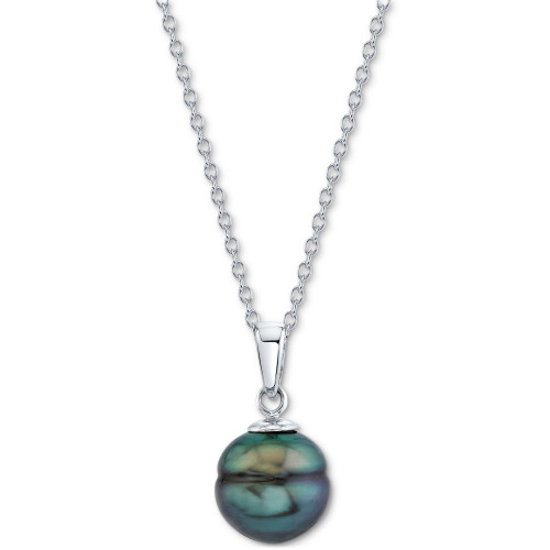 Cultured Tahitian Baroque Pearl (8mm) 18" Pendant Necklace Sterling Silver