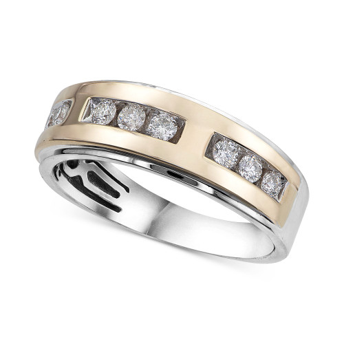 Men's Diamond Two-Tone Band (1/2 ct. t.w.) in 10k Gold & White Gold