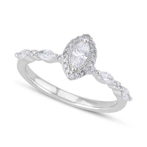 Diamond Marquise Halo Engagement Ring (1/2 ct. t.w.) in 14k White Gold