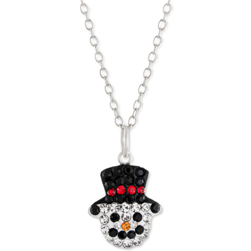 Crystal Snowman 18" Pendant Necklace in Sterling Silver, Created for Macy's