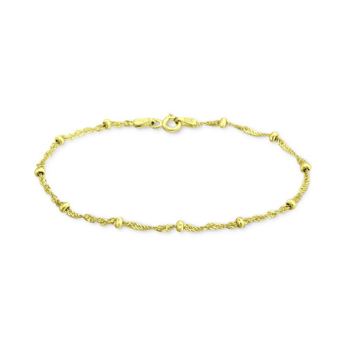 Beaded Singapore Link Chain Bracelet in 18k Gold-Plated Sterling Silver, Created for Macy's
