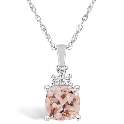Morganite (2 Ct. T.W.) and Diamond (1/10 Ct. T.W.) Pendant Necklace in 14K White Gold