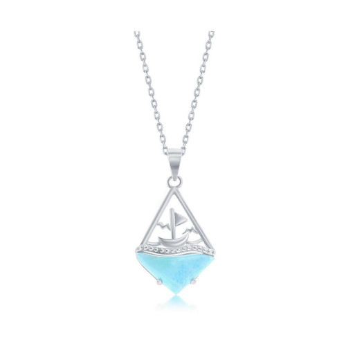 Sterling Silver Boat-at-Sea Larimar Necklace