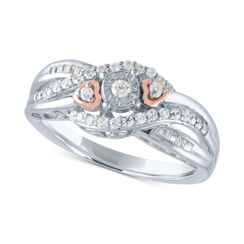 Diamond Promise Ring (1/4 ct. t.w.) in Sterling Silver & 14k Rose Gold-Plate