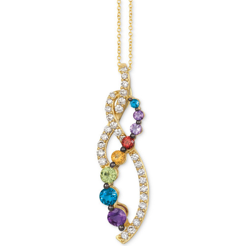 Multi-Gemstone (7/8 ct. t.w.) & Nude Diamond™ Crossover Swirl 18" Pendant Necklace in 14k Gold