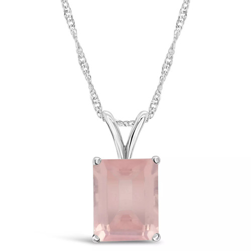 Sky Blue Topaz (3  ct. t.w.) Pendant Necklace in Sterling Silver. Also Available in Rose Quartz
