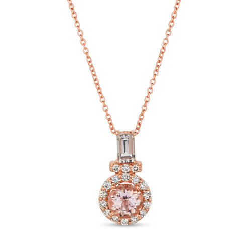 Peach Morganite™ (3/4 ct.t.w.) and Nude Diamonds™ (1/4 ct.t.w.) Pendant set in 14k rose gold