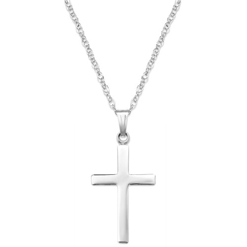 Sterling Silver Necklace, Polished Cross Pendant