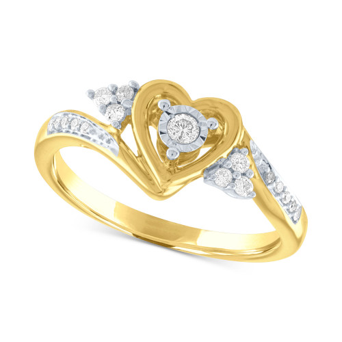Diamond Heart Promise Ring (1/6 ct. t.w.) in 14k Gold Over Sterling Silver