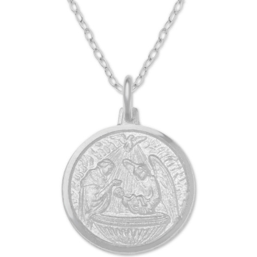 Baptism Medallion 18" Pendant Necklace in Sterling Silver