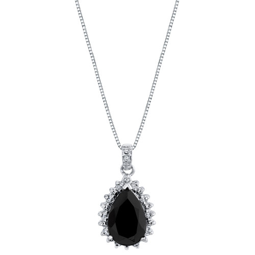 Onyx & Diamond (1/5 ct. t.w.) Teardrop 18" Pendant Necklace in Sterling Silver