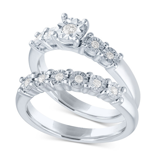 Diamond Bridal Set (1/5 ct. t.w.) in Sterling Silver