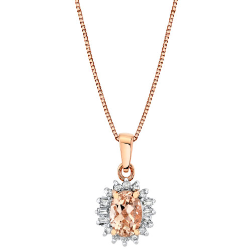 Morganite (1 ct. t.w.) & Diamond (1/5 ct. t.w.) Halo 18" Pendant Necklace