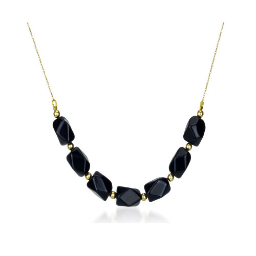 Black Onyx (9-10mm) Chain Necklace in 14k Yellow Gold
