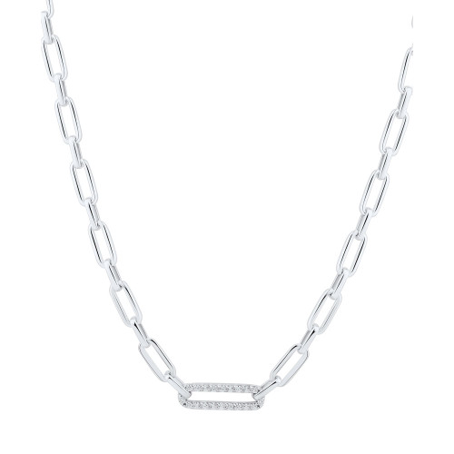 Diamond Link Statement Necklace (1/4 ct. t.w.) in Sterling Silver or 14k Gold-Plated Sterling Silver